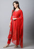 Rayon Slub  Embroidered Kurta Set With Dupatta