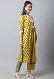 Pure Cambric Cotton Jaipuri Printed & Embroidered Kurta Set With Dupatta