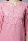 Pure Cotton Zari Weaving And  Embroidered Kurta Set With Dupatta