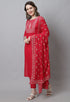 Pure Cotton Zari Weaving And  Embroidered Kurta Set With Dupatta