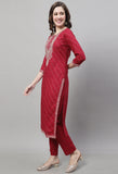 Pure Cotton Jaipuri Printed And Embroidered Kurta Set With Dupatta