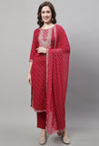 Pure Cotton Jaipuri Printed And Embroidered Kurta Set With Dupatta