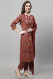 Pure Cotton Jaipuri Printed And Embroidered Kurta Set With Dupatta