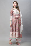 Pure Cotton Jaipuri Printed And Embroidered Kurta Set With Dupatta