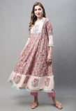 Pure Cotton Jaipuri Printed And Embroidered Kurta Set With Dupatta