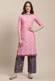 Baby Pink Cotton Printed Salwar Suit with Dupatta