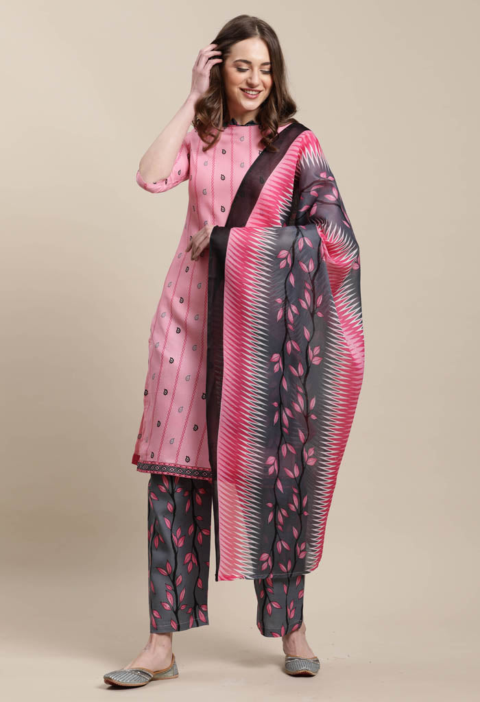 Baby Pink Cotton Printed Salwar Suit with Dupatta