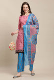 Light Pink Cotton Printed Salwar Suit with Dupatta