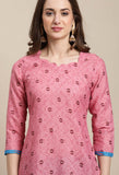 Light Pink Cotton Printed Salwar Suit with Dupatta