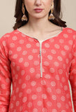 Peach Cotton Printed Salwar Suit with Dupatta