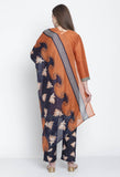 Brown Cotton Printed Salwar Suit with Dupatta