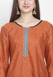 Brown Cotton Printed Salwar Suit with Dupatta