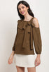 Brown Polyester Solid Top