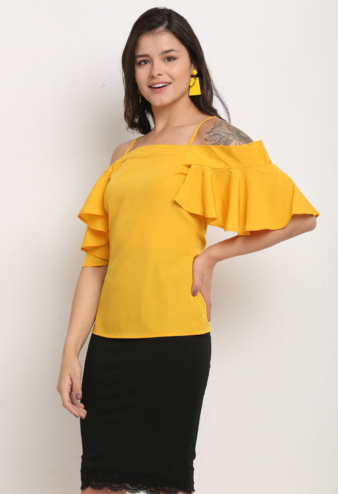 Yellow Polyester Solid Top