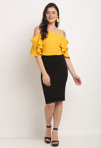 Yellow Polyester Solid Top