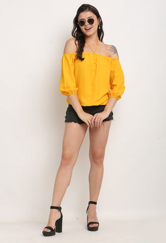 Yellow Polyester Solid Top