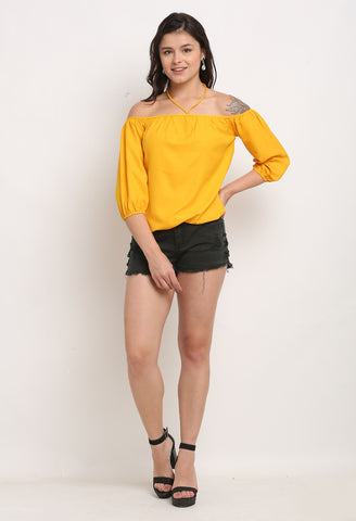 Yellow Polyester Solid Top