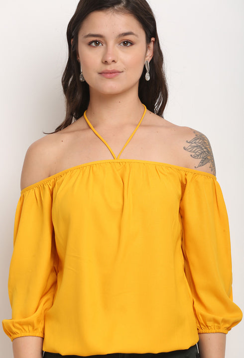 Yellow Polyester Solid Top