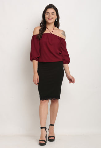 Wine Polyester Solid Top