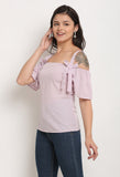 Light Purple Polyester Solid Top