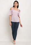 Light Purple Polyester Solid Top