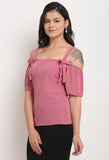 Pink Polyester Solid Top