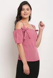 Pink Polyester Solid Top