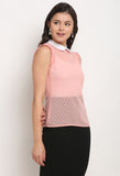 Light Pink Georgette Solid Top