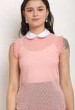 Light Pink Georgette Solid Top