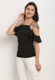 Black Polyester Solid Top